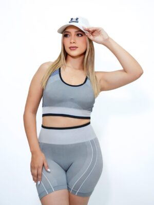Conjunto Power Fit: Gris Matice